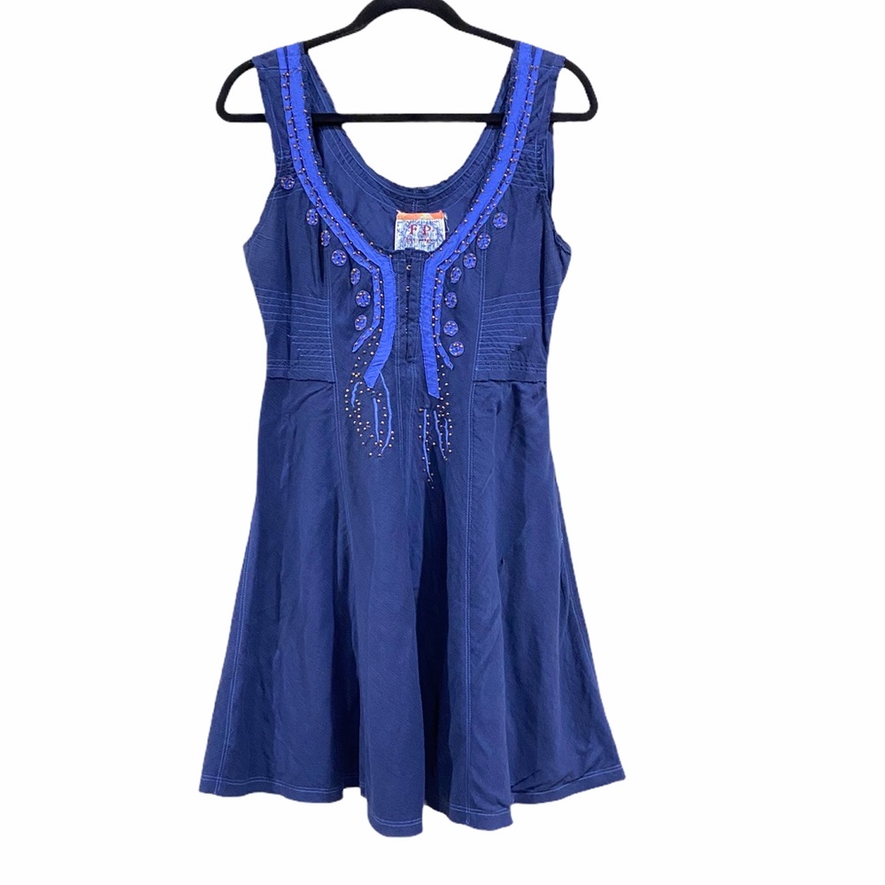 Free People Sleeveless Blue Cotton Summer Dress 6